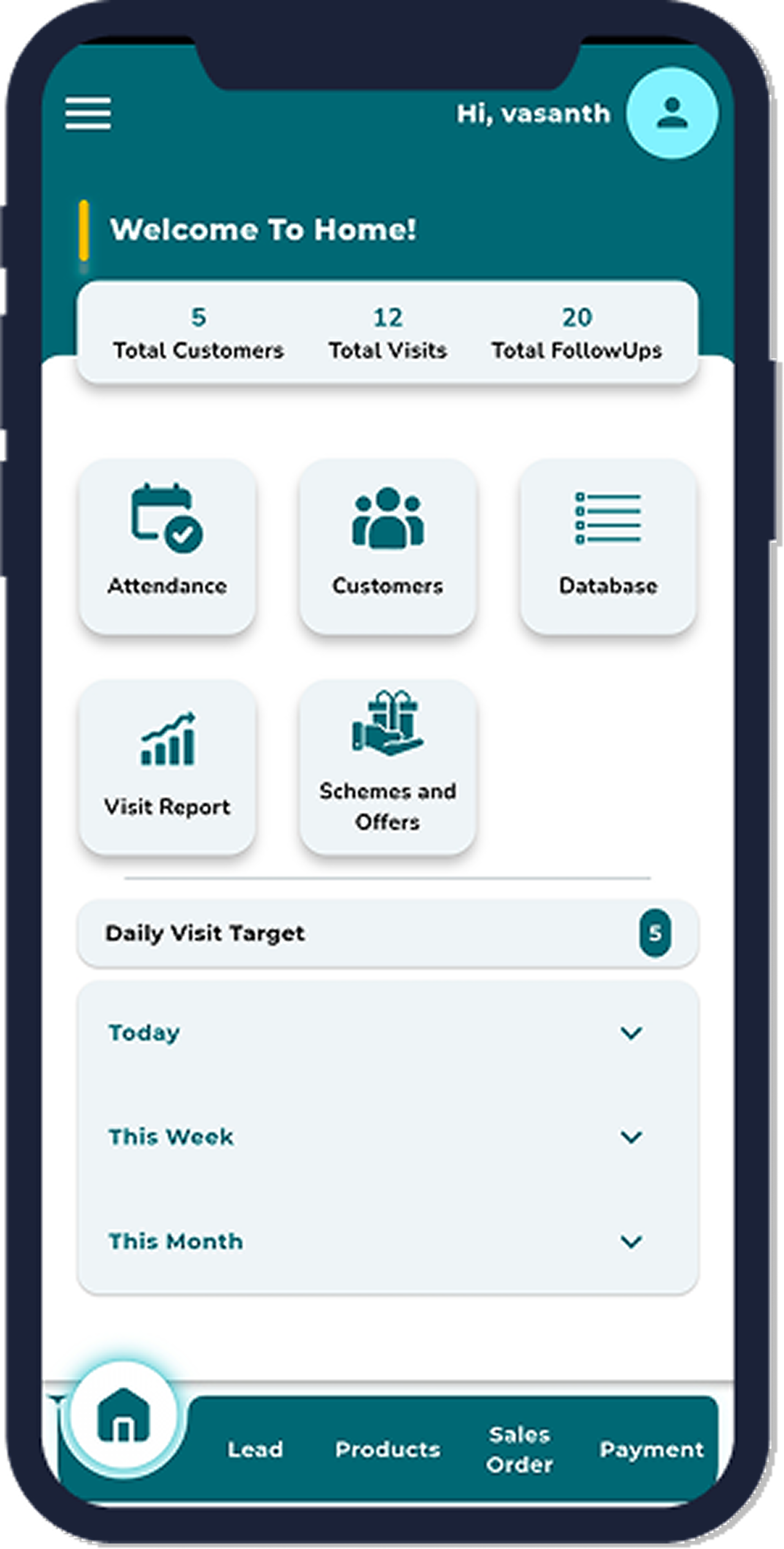 SalesCrest home dashboard