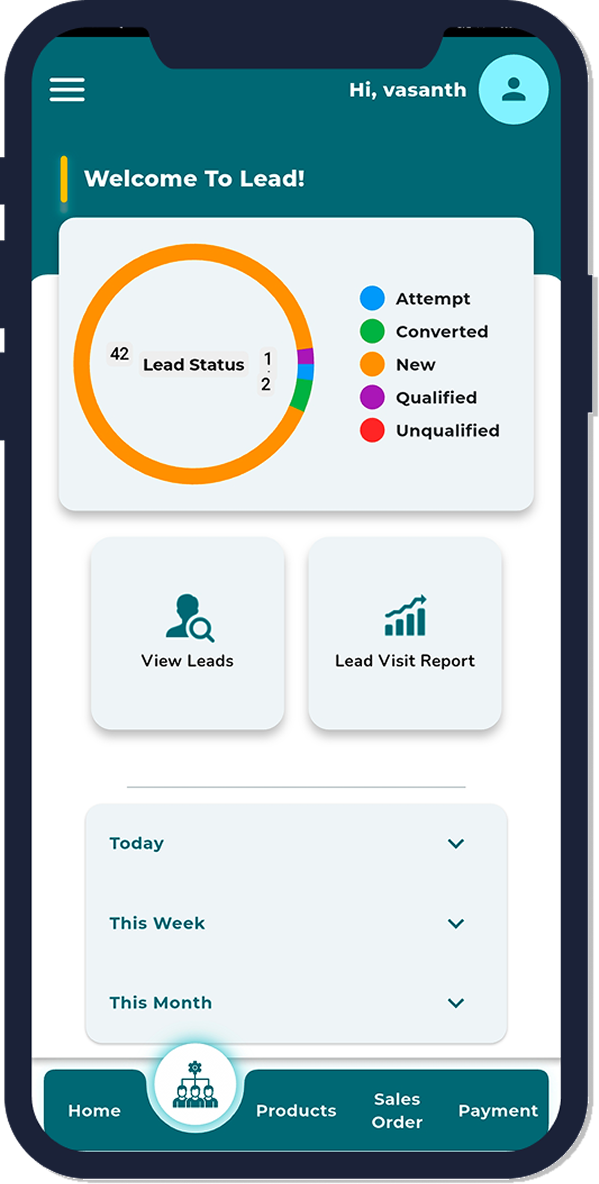 SalesCrest lead status screen