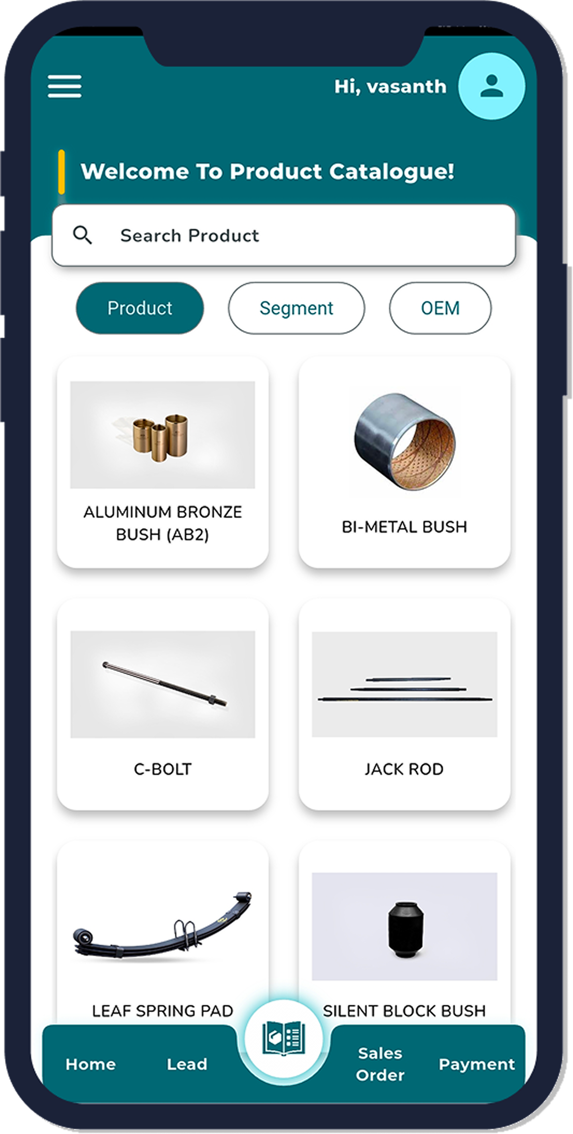 SalesCrest product catalogue screen