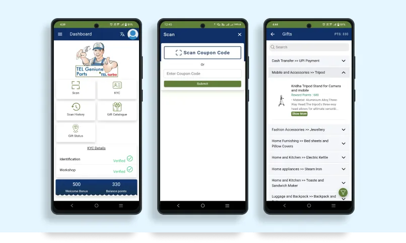 Loyalty rewards app result screen 1